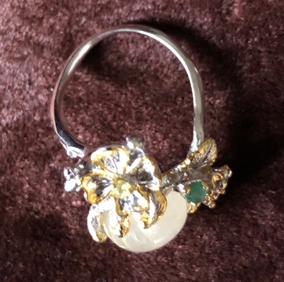 Luxurious Floral Statement Ring with Emerald, and… - image 6