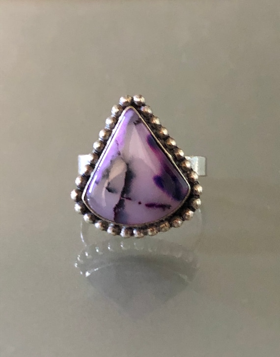 Bold Intense Purple Stone Triangular Sterling Sil… - image 4