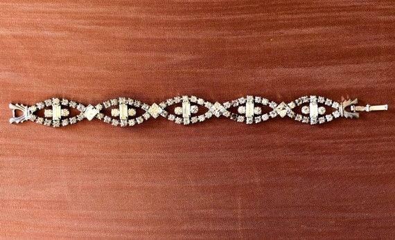 Glamorous Vintage Rhinestone Bracelet - Hallmarked - image 1