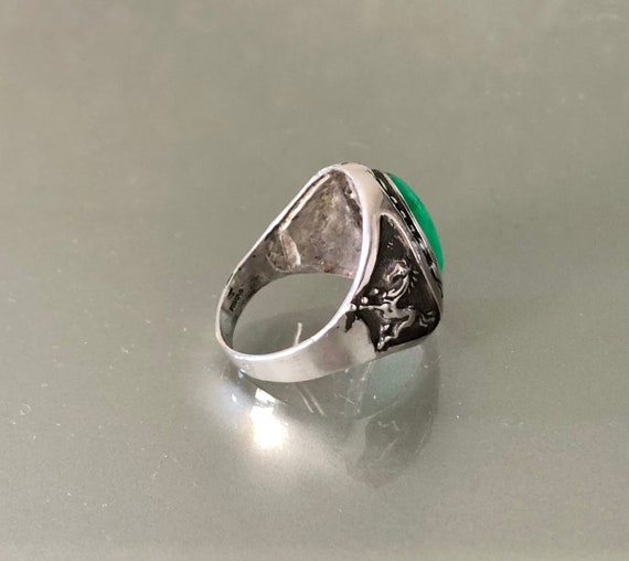 Huge Man’s Aventurine Sterling Silver Ring with S… - image 7
