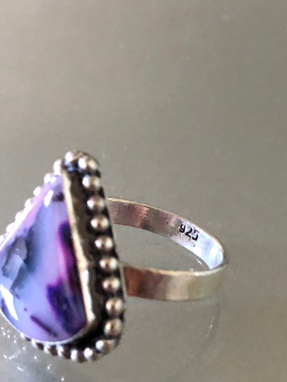 Bold Intense Purple Stone Triangular Sterling Sil… - image 6