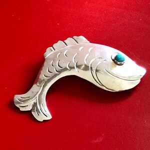 Vintage Taxco Damaso Gallegos Sterling Silver Fish Brooch