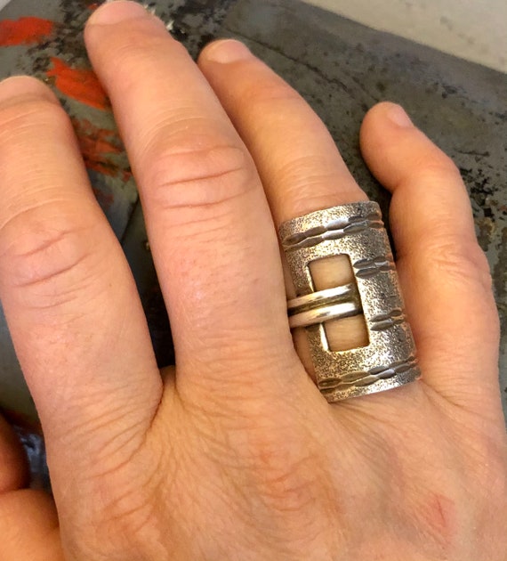 Bold Modern Sterling Silver Statement Ring - image 2