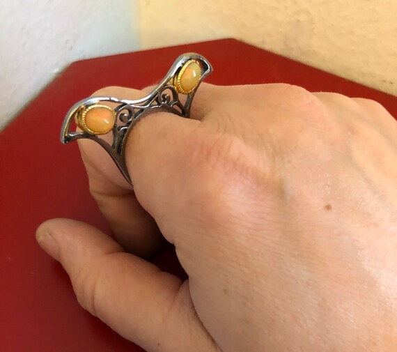 Unusual Double Sided Opal and Sterling Silver Ring - image 8