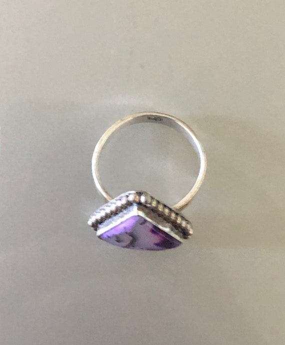 Bold Intense Purple Stone Triangular Sterling Sil… - image 5