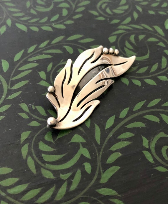 Vintage Taxco Maricela Sterling Silver Leaf Brooch