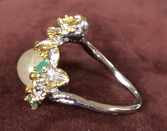 Luxurious Floral Statement Ring with Emerald, and… - image 3