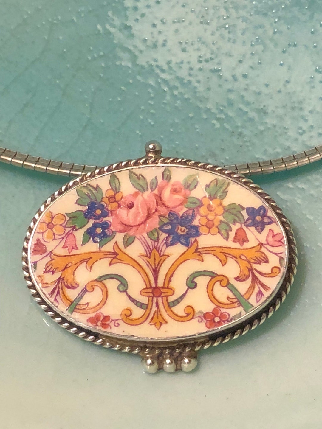 Jacqueline Smiley Vintage Revival 950 Silver Pendant on 925 Italian ...
