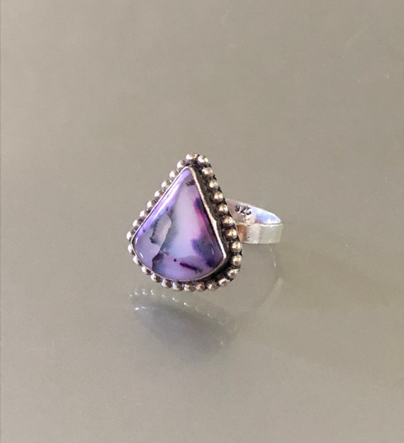 Bold Intense Purple Stone Triangular Sterling Silv