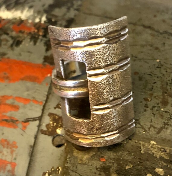 Bold Modern Sterling Silver Statement Ring - image 10