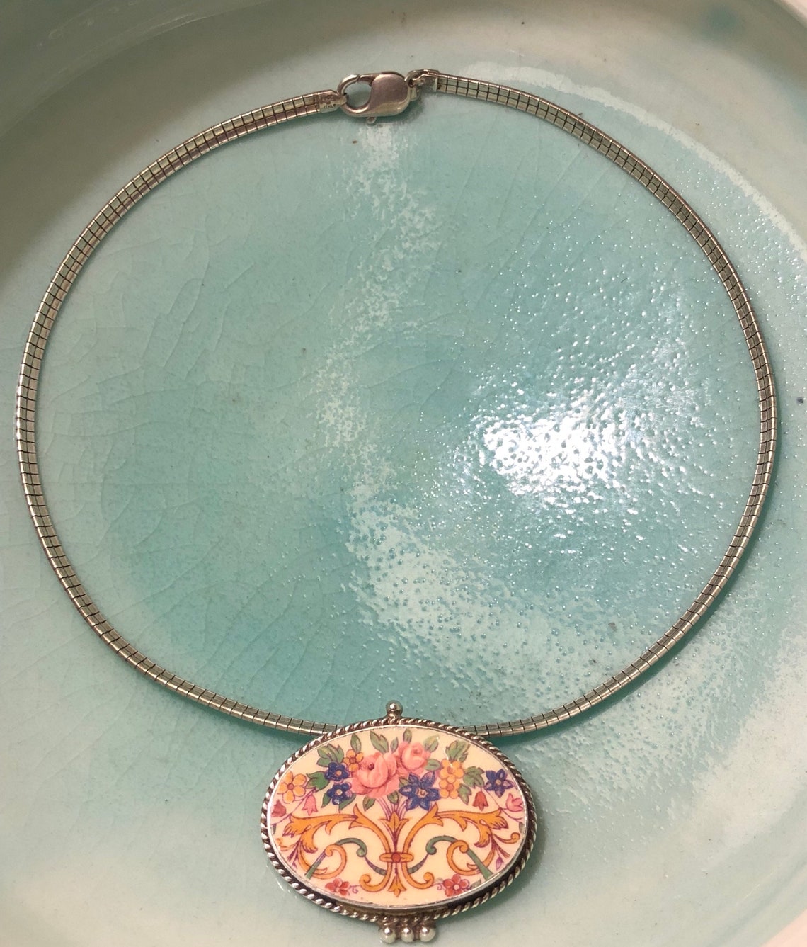 Jacqueline Smiley Vintage Revival 950 Silver Pendant on 925 Italian ...