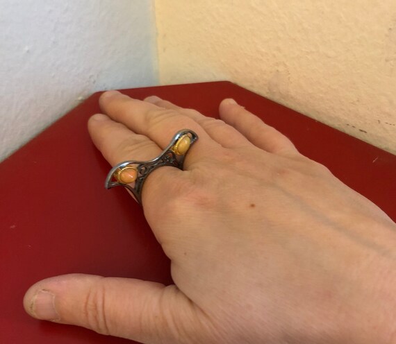 Unusual Double Sided Opal and Sterling Silver Ring - image 9