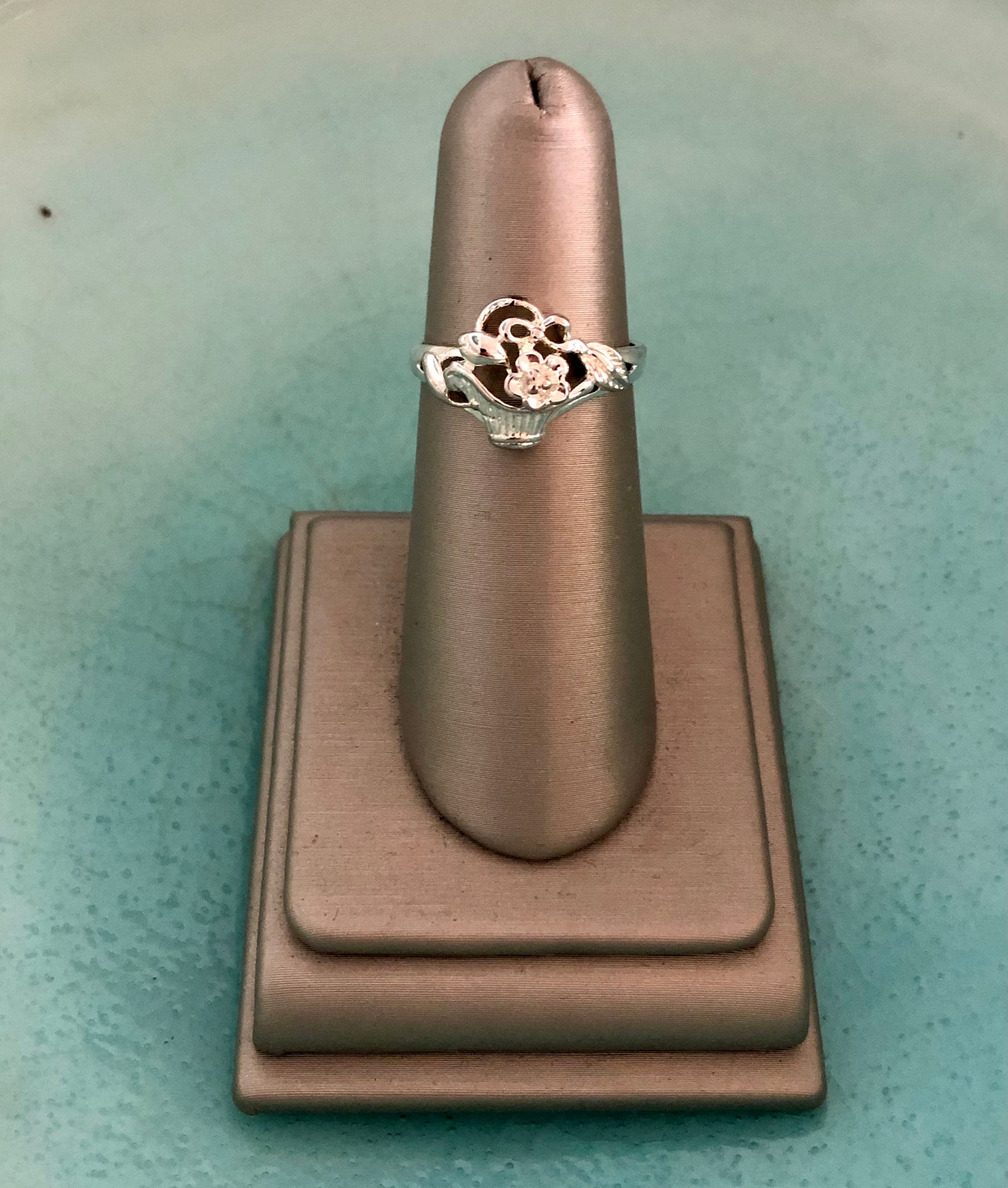 Charming Vintage Sterling Silver Flower Basket Ring Etsy