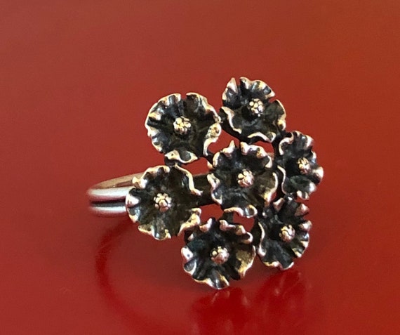 Unusual Vintage Modernist Floral Sterling Silver R