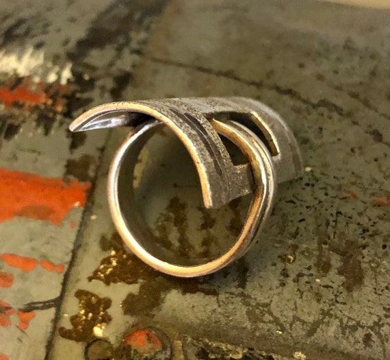 Bold Modern Sterling Silver Statement Ring - image 7