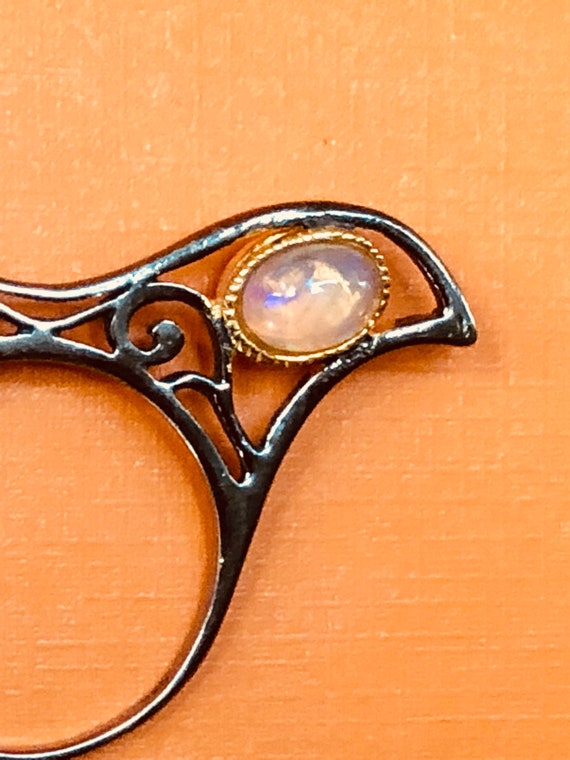 Unusual Double Sided Opal and Sterling Silver Ring - image 4