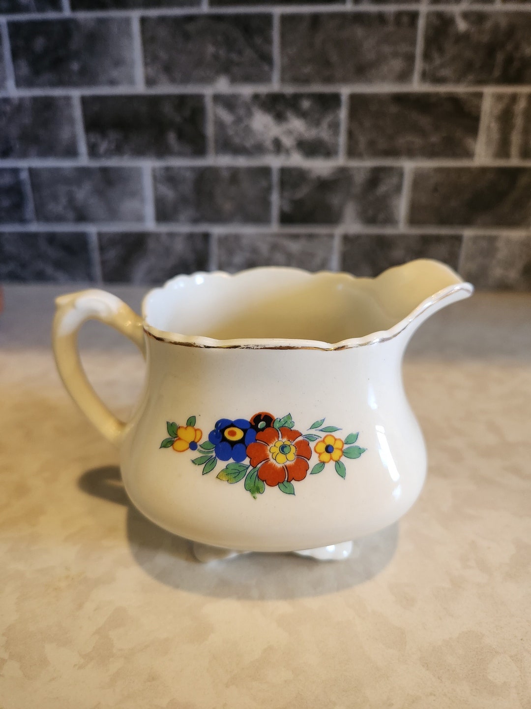 Antique Small Milk Pitcher With Flowers Shabby Chic Etsy