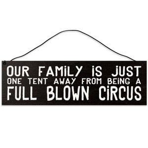 Funny Family Camping Quote Sign: Circus-Themed Wooden Decor for Vacation Homes and RV Enthusiasts
