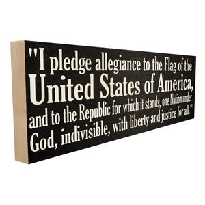 Patriotic Pledge of Allegiance Solid Maple Wood Sign | UV Printed USA Wall Decor | Freestanding Plaque