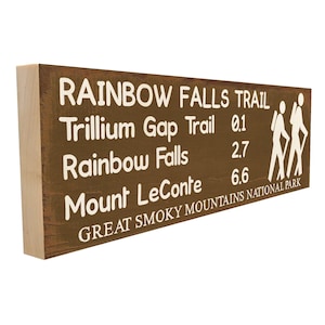 Rainbow Falls Trail Marker: Trillium Gap to Mount LeConte in Great Smoky Mountains National Park