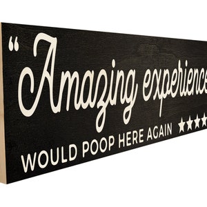 Amazing Experience! Would Poop Here Again | Funny Bathroom Signs, Guest Bathroom Décor, Funny Wood Signs, Funny, Funny Gift, Funny Saying