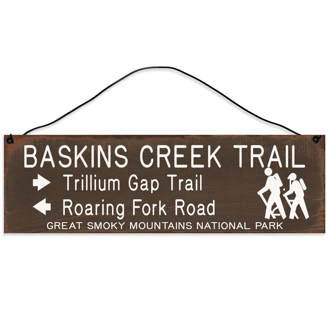 Rustic Baskins Creek Trail Marker Sign - Personalized Gatlinburg Hiking ...