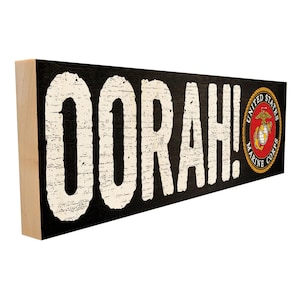 USMC OORAH! Wood Sign – Officially Licensed Marine Corps Wall Art – Patriotic Military Gift for Marines, Veterans, Retirement, Home Décor