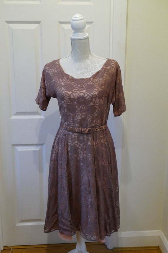 Charming Original 1950’s Lace Cocktail Dress. Coff