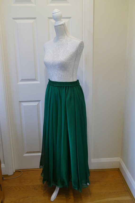 Gorgeous, Green Maxi Skirt; Chiffon & Satin. Emer… - image 4