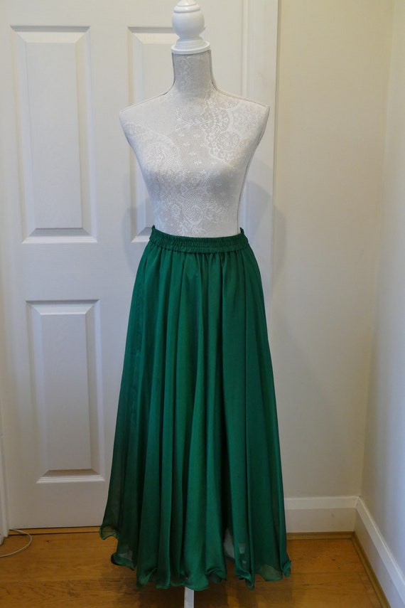 Gorgeous, Green Maxi Skirt; Chiffon & Satin. Emer… - image 2