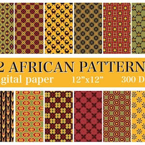 Afrikanisches Muster Digitales Papier Afrikanisches nahtloses Ornament Set Afrikanischer Hintergrund African Scrapbooking Ethnische Muster digitaler Download
