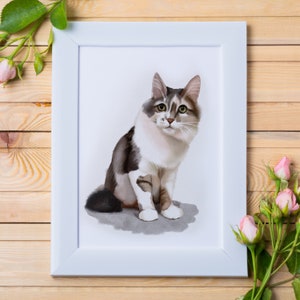 Custom watercolor cat portrait Digital cat portrait Cat portrait from photo Pet portrait Digital download Pet custom watercolor painting