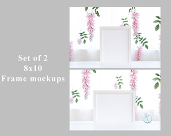 Simple 8 x 10 White Frame Mockup bundle Wisteria Stock photography Art Mock-up Portrait Vertical and Landscape horizontal layout frame bundl