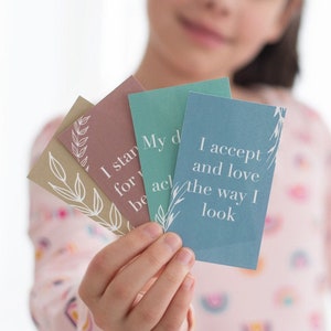 Printable affirmation cards for teens & tweens, set of 32 Earth tone cards instant download, positive messages kids positivity encouragement image 1