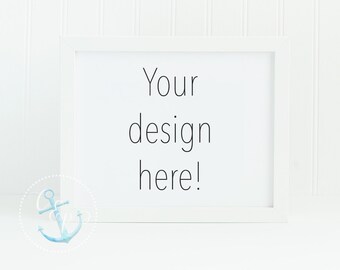 Minimal 8 x 10 Horizontal Frame Mockup Styled Stock | Art Mock-up | Simple Mock-up | White Frame | White Background | Printable Art Mockup