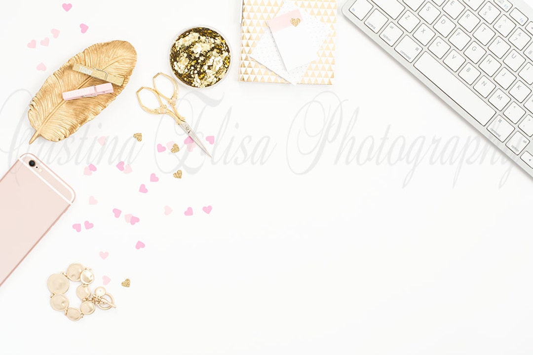 Confetti Styled Stock Photography Styled Desktop Pink and - Etsy