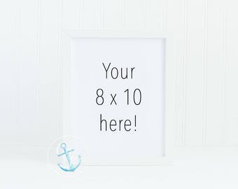 Minimalist 8 x 10 White Frame Mockup | Art Mock-up stock photo | Simple Mock-up | White Frame | White Background | Printable Art Mockup