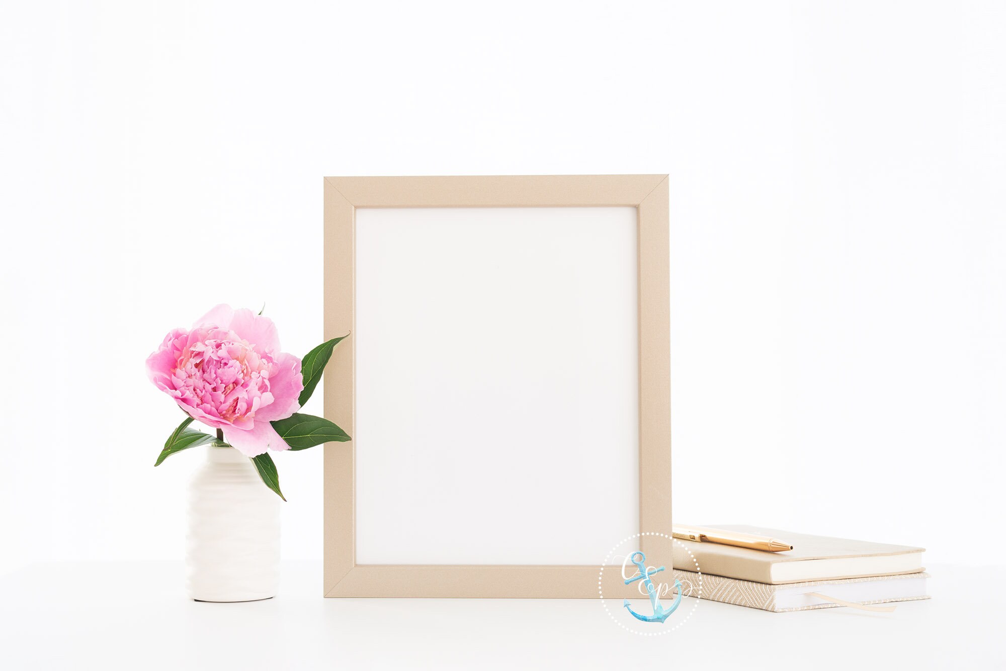 Download Gold Frame and Peony Minimalist wall art mockup Neutral art | Etsy
