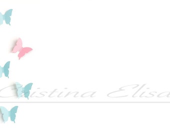 Styled Stock Photography | Pink Blue Butterflies | Instant Download | White Background | Sidebar Border Mockup Branding