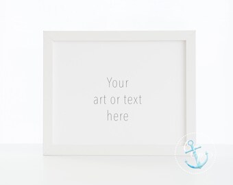 Minimalist 8 x 10 White Frame Mockup Styled Stock photo | Landscape Art Mock-up| White Frame | White Background | Horizontal wall Art Mockup