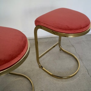 Pair of 1970's Hollywood Regency Brass Counter Stools image 10