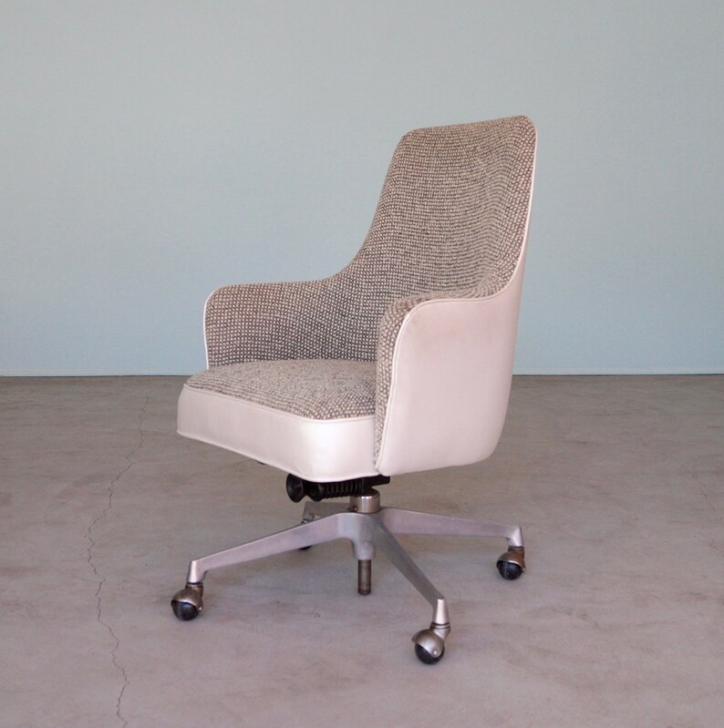 Stunning Mid Century Modern Desk Chair Reupholstered In Woven Etsy