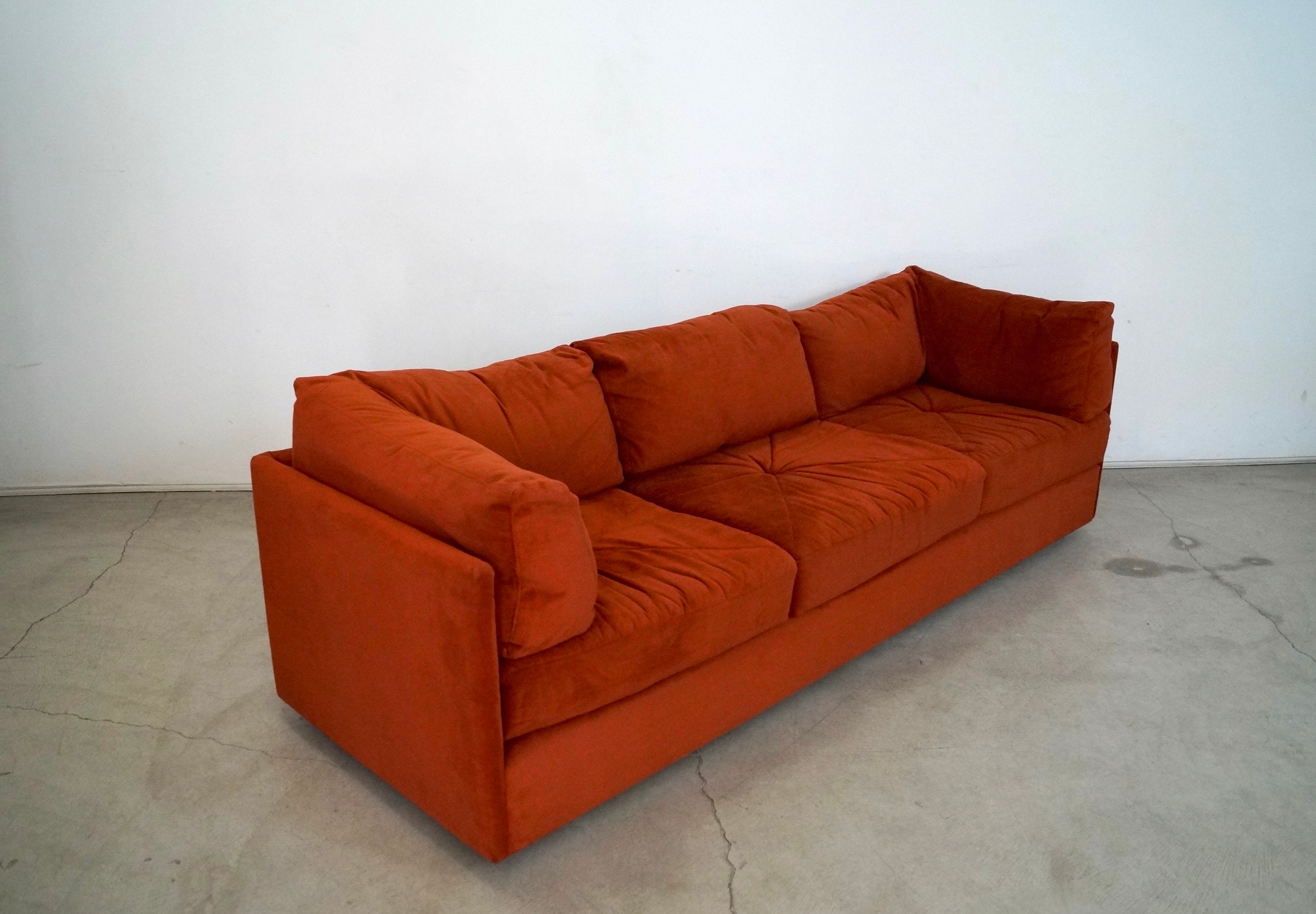 Vintage Mid century Modern Velveteen Selig Sofa Etsy