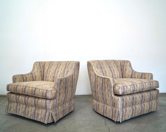 Pair of 1950’s Hollywood Regency Swivel Lounge Chairs