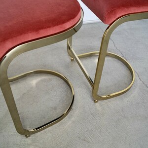 Pair of 1970's Hollywood Regency Brass Counter Stools image 9