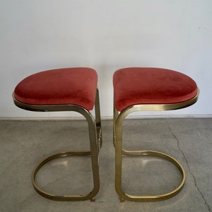 Pair of 1970's Hollywood Regency Brass Counter Stools image 5
