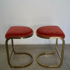 Pair of 1970's Hollywood Regency Brass Counter Stools image 3