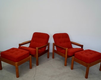 Pair of 1970's Danish Modern Lounge Chairs in Solid Teak - Professionally Reupholstered!