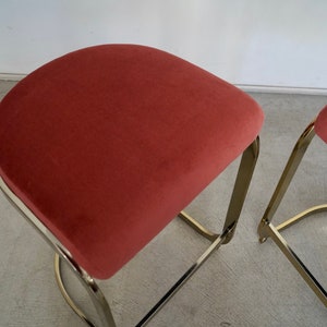 Pair of 1970's Hollywood Regency Brass Counter Stools image 8