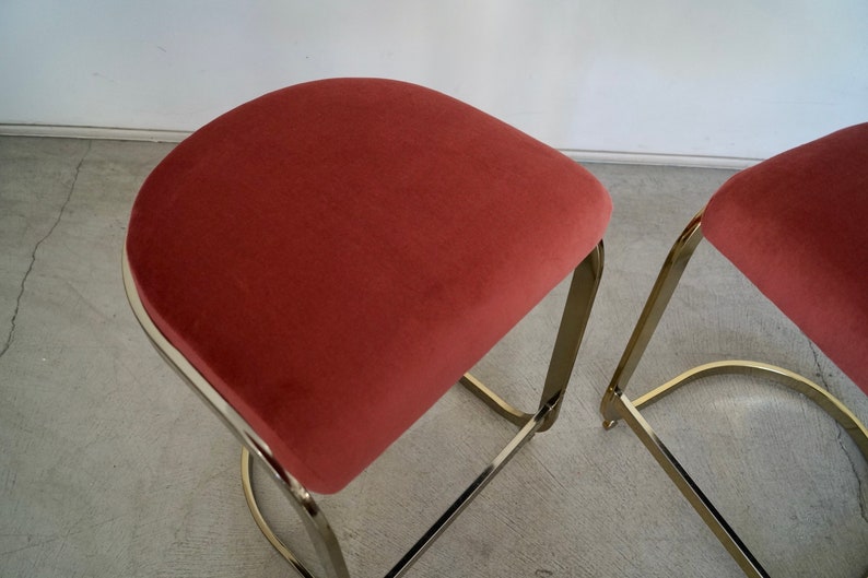 Pair of 1970's Hollywood Regency Brass Counter Stools image 8